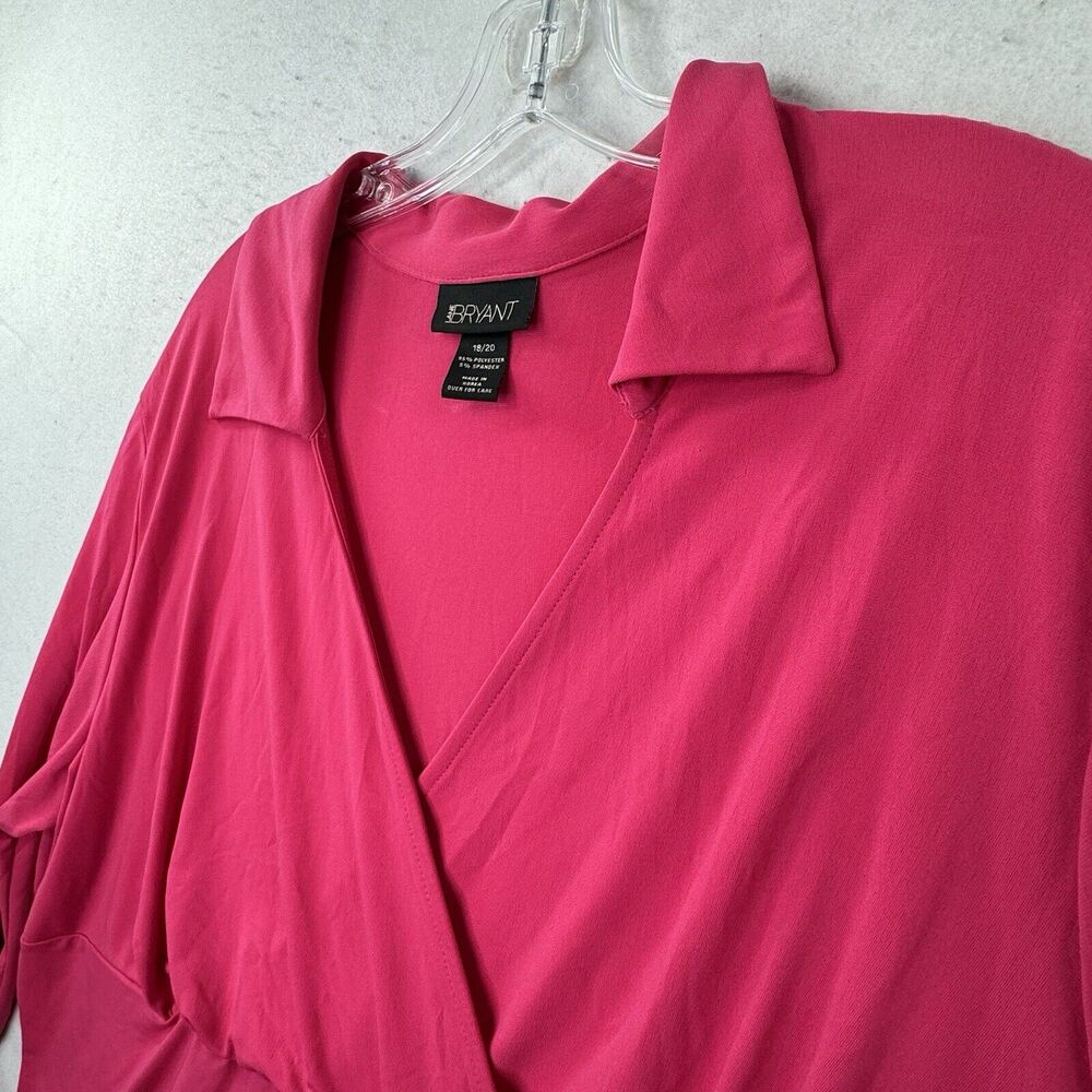 Lane Bryant 18/20 Babydoll Top Women’s Plus Size 1X Pink LS Stretch Blouse - Picture 8 of 11